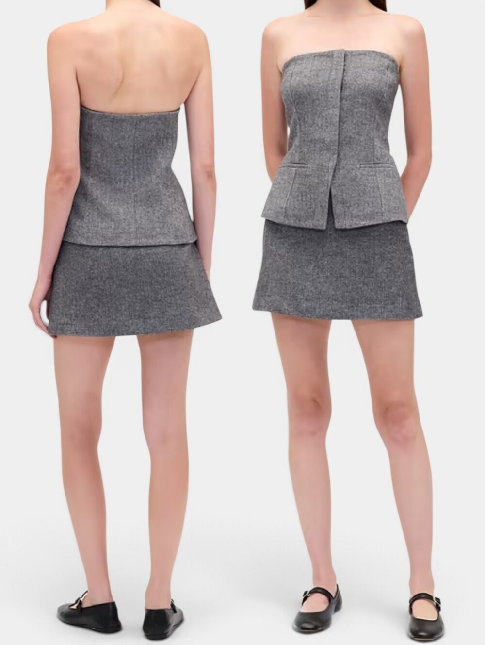 GAP Gray Herringbone Wool Blend Mini Skort XL A-Line Tweed Skirt NWT